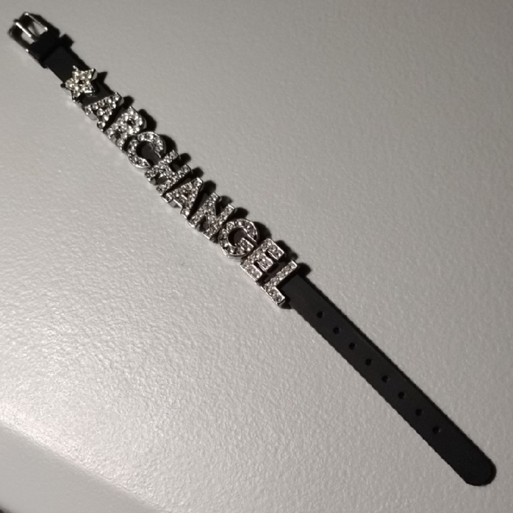 ARCHANGEL Clear Crystal Silver-Tone Logo Bracelet - Picture 6 of 9